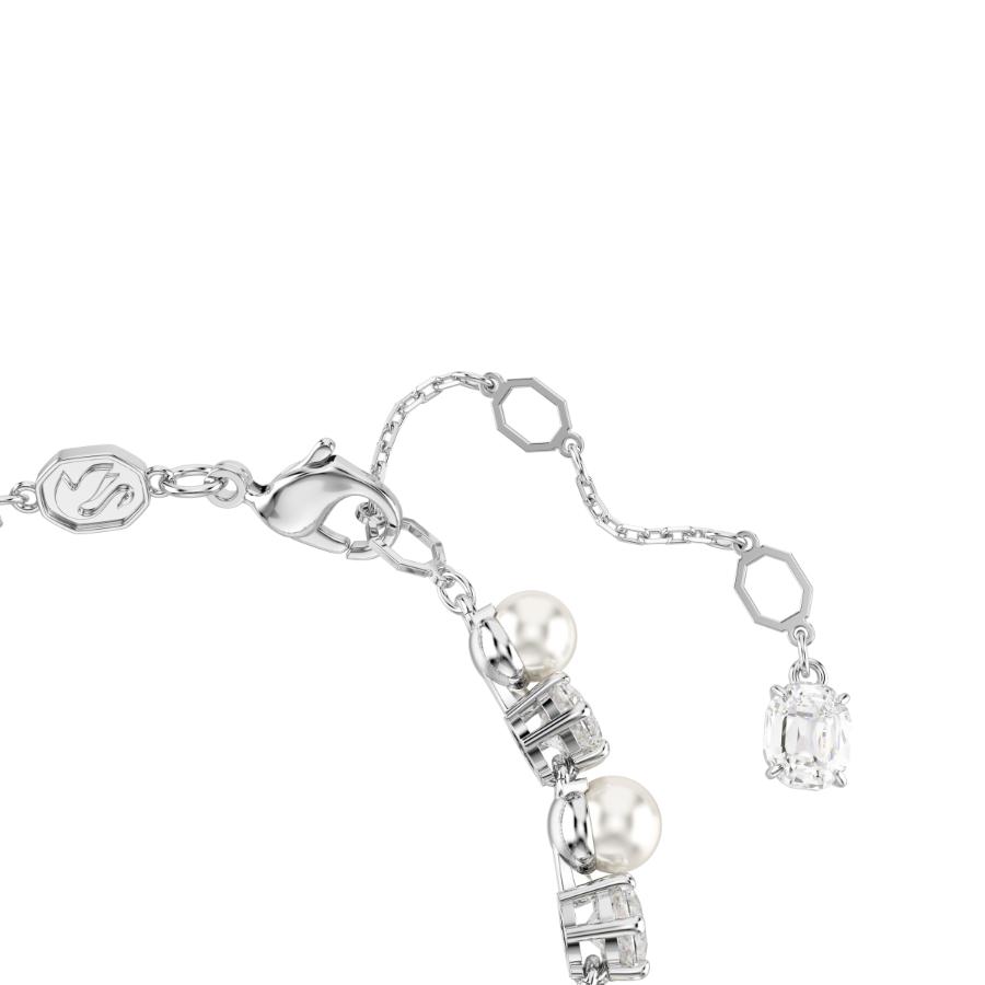 Swarovski Matrix Tennis Bracelet featuring sparkling clear crystals and a sleek silver-tone chain design.