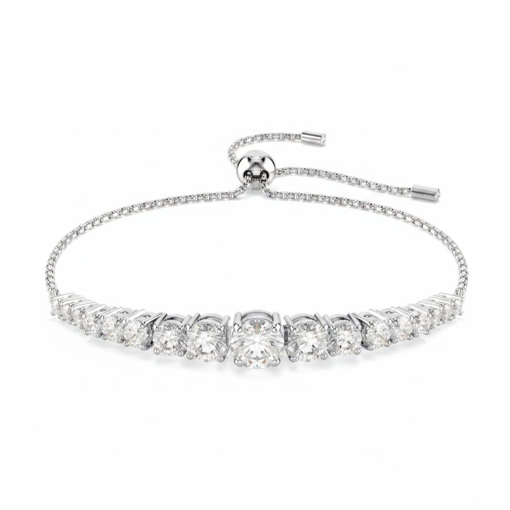 Swarovski Matrix bracelet featuring sparkling crystal geometric design on a sleek silver-tone metal band.