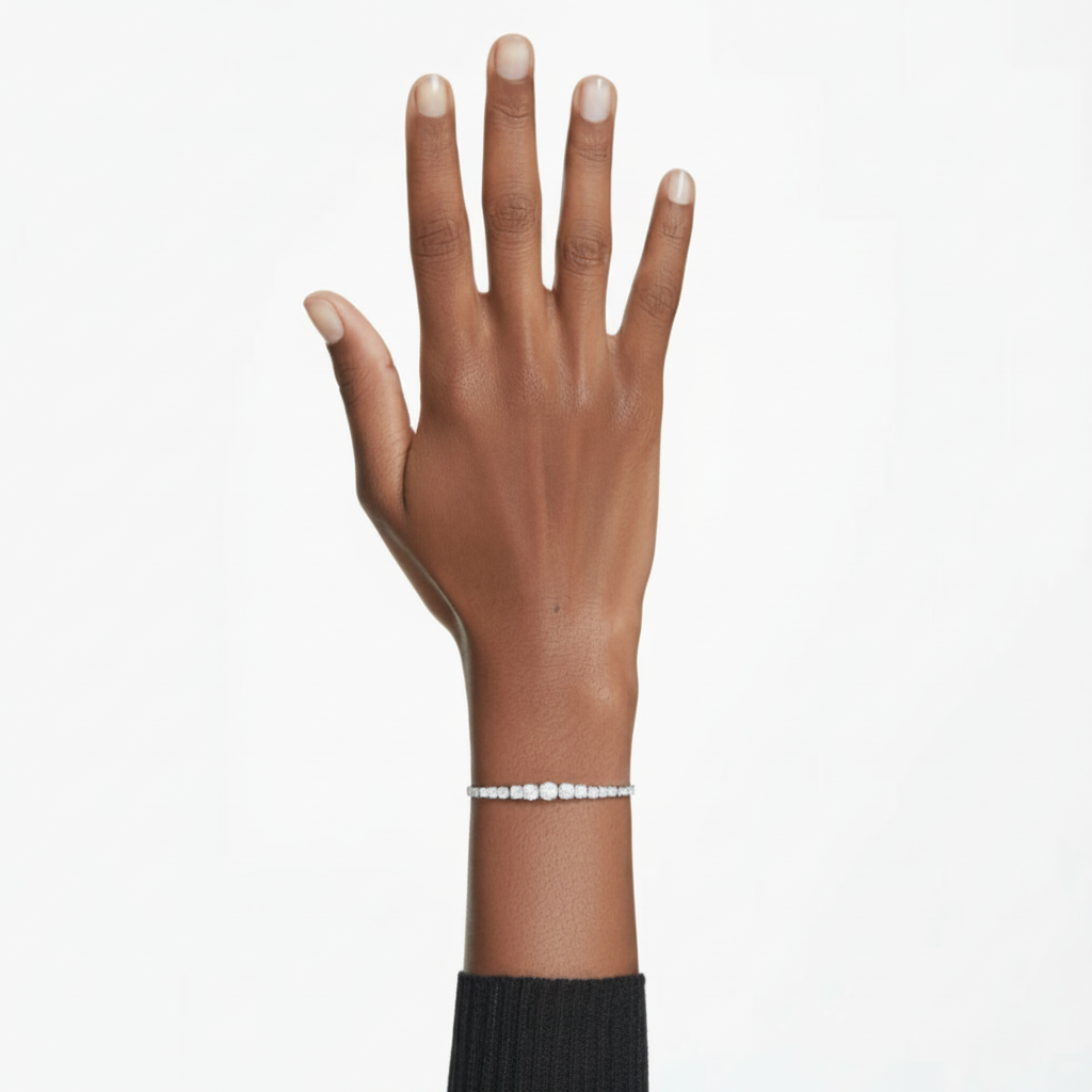Swarovski Matrix bracelet with sparkling crystal beads and silver-tone accents, stylish jewelry accessory.