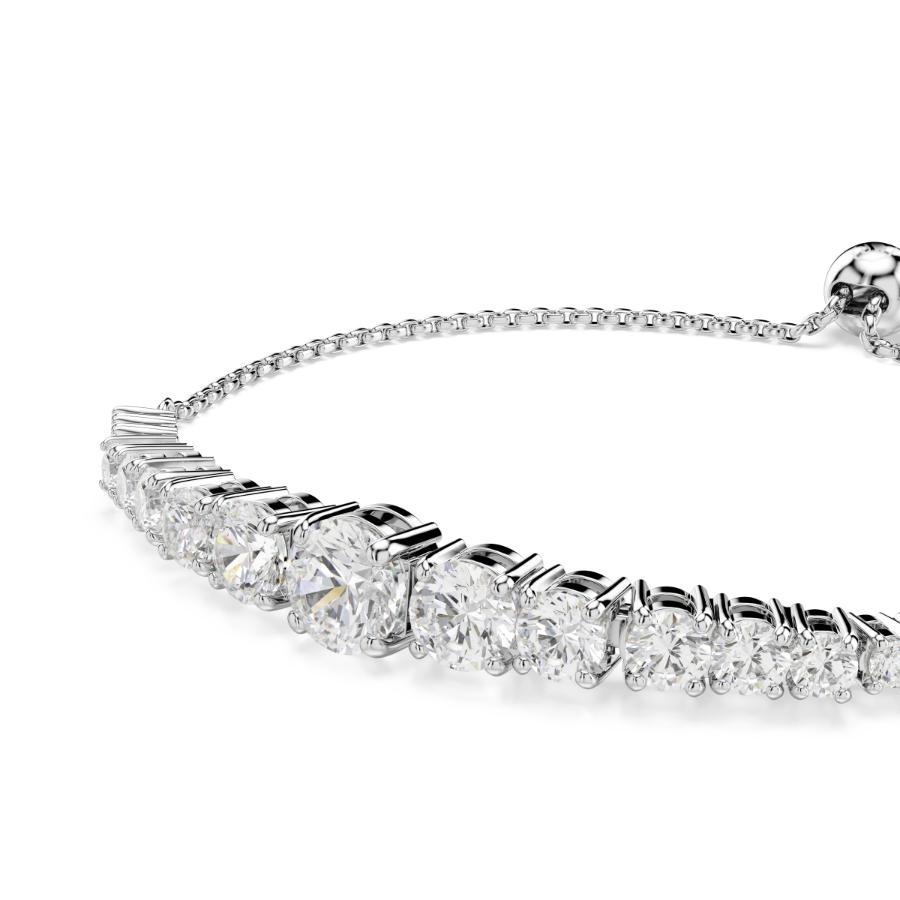 Swarovski Matrix bracelet featuring sparkling crystal beads and a sleek silver-tone clasp on a white background.