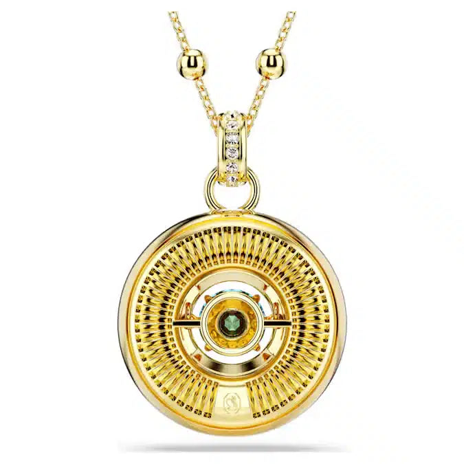 Swarovski Symbolica Evil Eye Pendant in medium size with multicoloured stones and gold-tone plating, showcasing its intricate design.