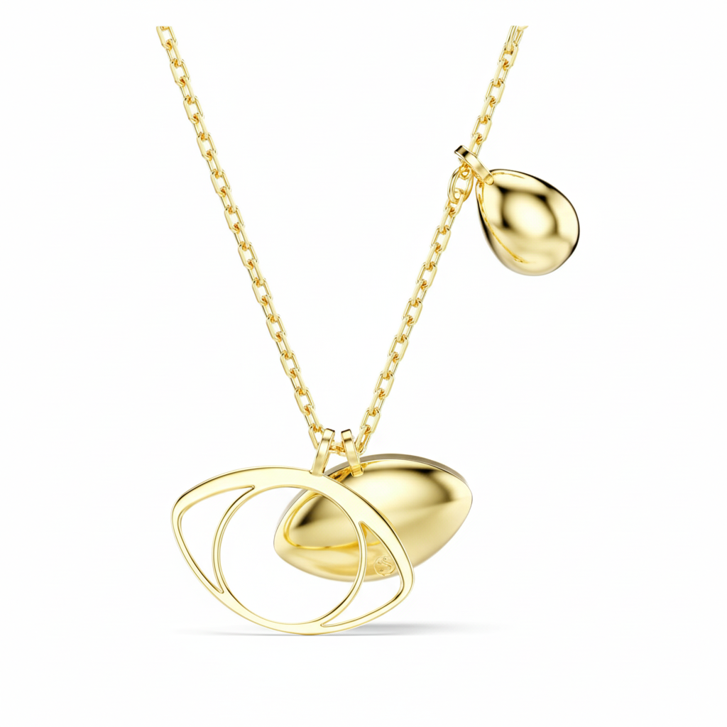 Swarovski Symbolica Pendant featuring an evil eye design in blue with gold-tone plating, elegant jewelry accessory.