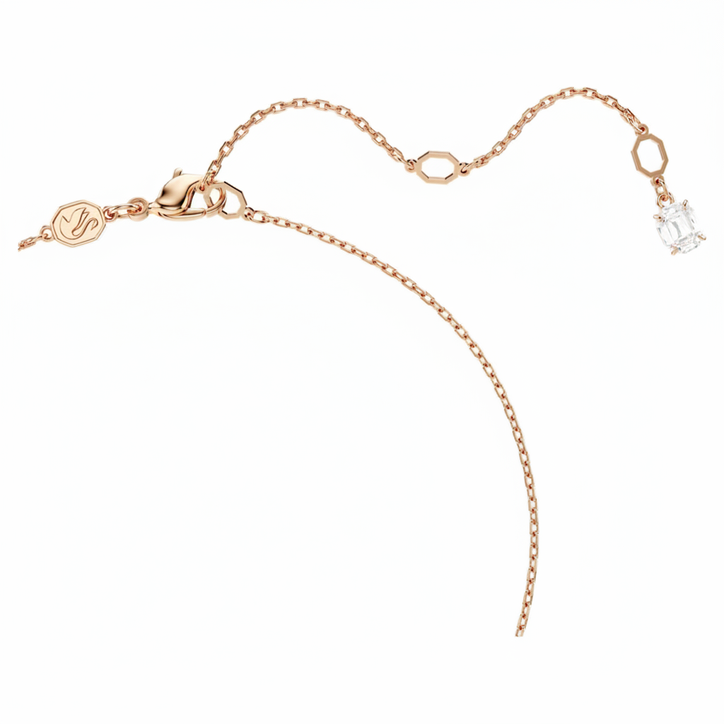 Swarovski Matrix Pendant with crystal pearl, round cut white crystal, rose gold-tone plating, elegant jewelry pendant.
