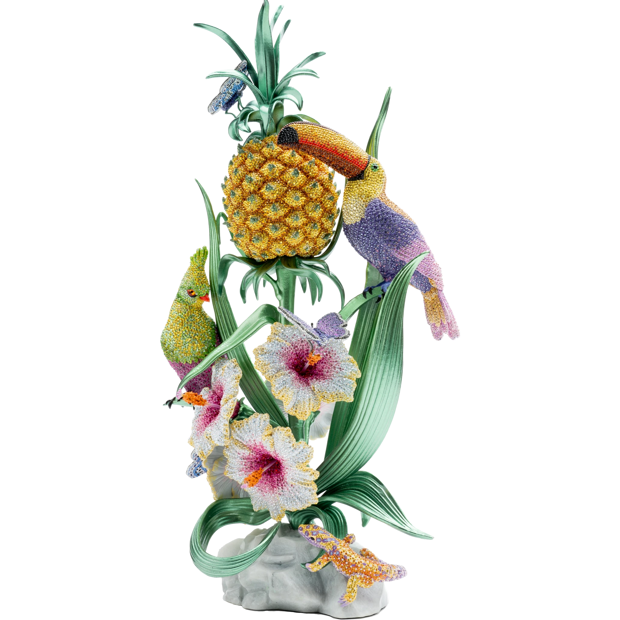 Swarovski Crystal Myriad Tropical Scene limited edition decorative figurine featuring vibrant tropical motifs and sparkling crystal details.