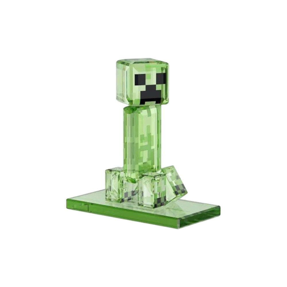 Swarovski Minecraft Creeper figurine showcasing detailed crystal craftsmanship and green gemstone accents.