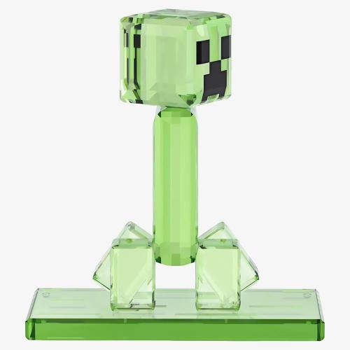 Swarovski Minecraft Creeper figurine featuring sparkling crystal details and green accents, designed for collectors and fans.