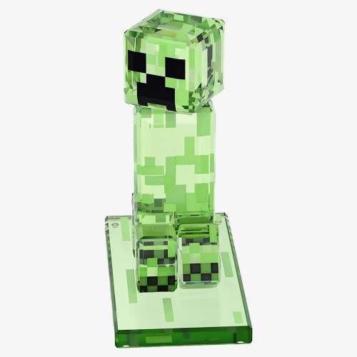 Swarovski Minecraft Creeper figurine with sparkling crystal details, showcasing a green Creeper character from the Minecraft game.