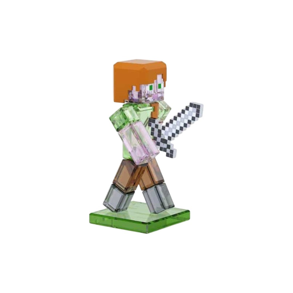 Swarovski Minecraft Alex figurine made of sparkling crystal, detailed with vibrant colors and intricate design.