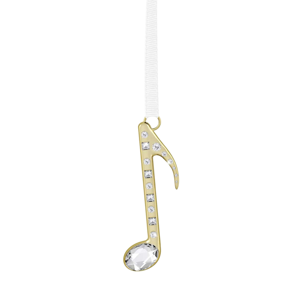Swarovski Holiday Magic music note ornament with sparkling crystals, hanging decorative piece for holiday decor