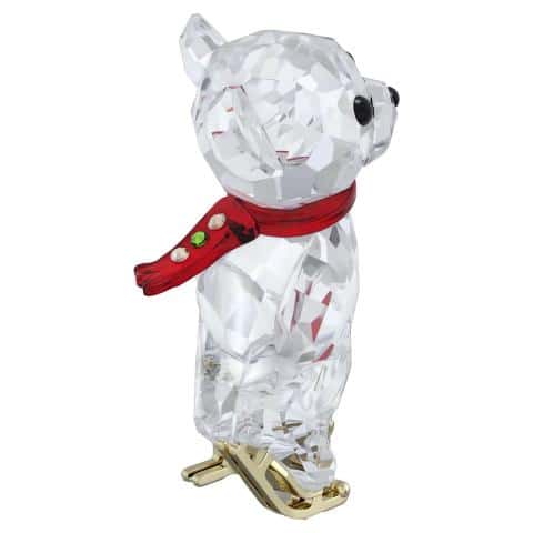 Swarovski Kris Bear 130th Anniversary figurine with clear crystal details and engraved anniversary logo, celebrating Swarovski's milestone.
