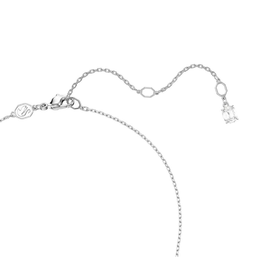 Swarovski Matrix Necklace with gradient round-cut crystals in white, rhodium-plated finish, showcasing elegant jewelry design
