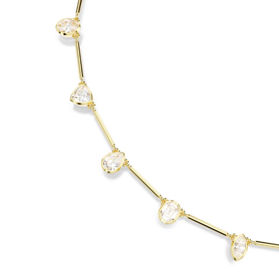 Swarovski Imber Tennis Necklace with mixed cut white crystals and gold-tone plated chain, elegant jewelry for special occasions.
