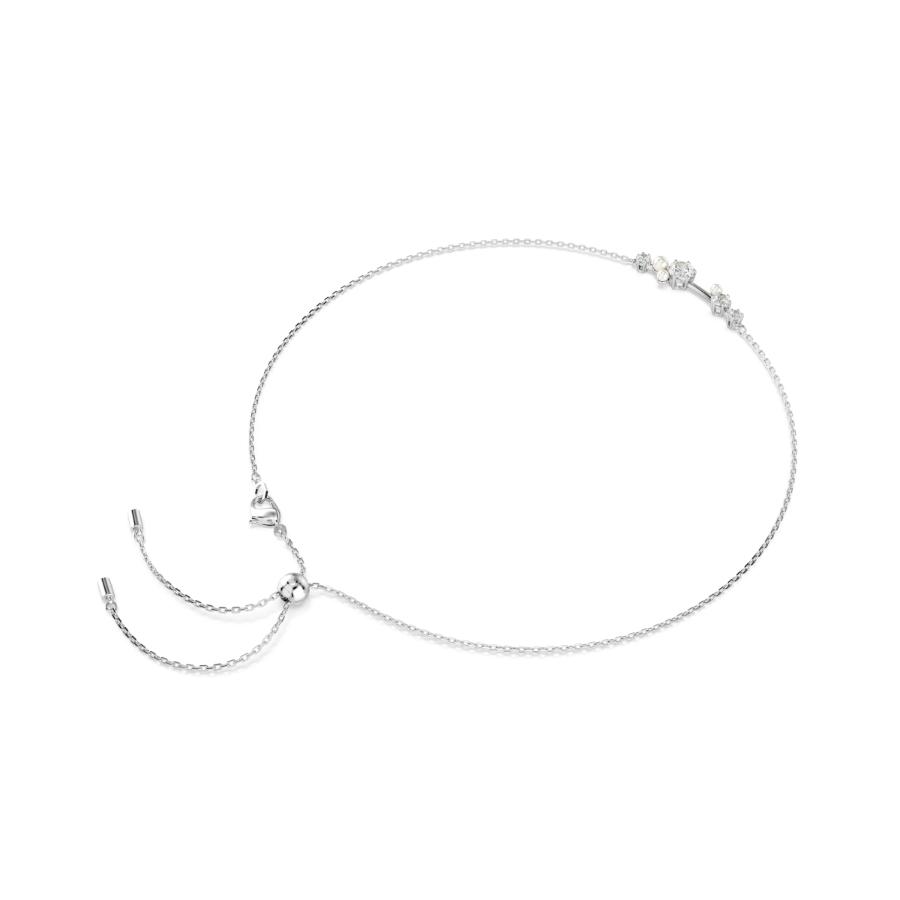 Swarovski Constella necklace with crystal pearl and round cuts, white gemstones, rhodium plated, elegant jewelry accessory