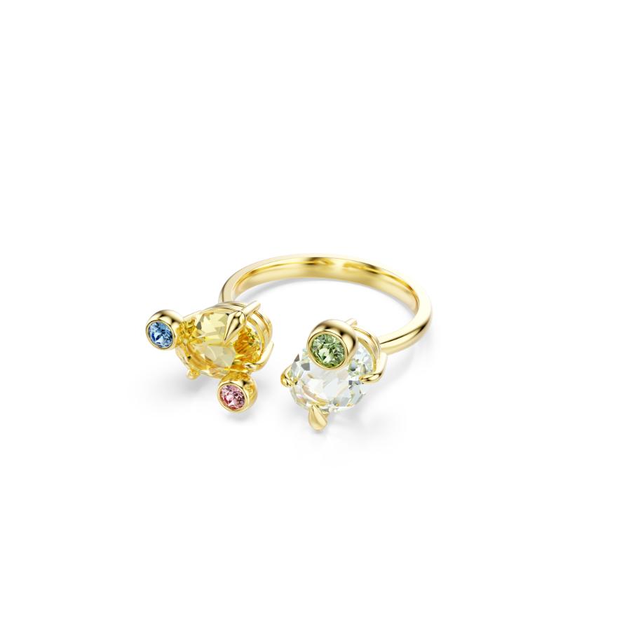 Swarovski Gema Ring set with three gold-tone plated rings featuring multicolored Swarovski crystals and mixed cuts.