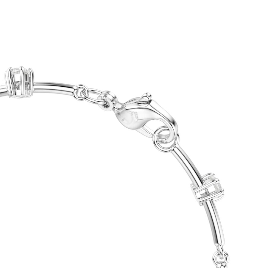 Swarovski Constella tennis bracelet with sparkling crystal accents and sleek silver-tone design on a white background.