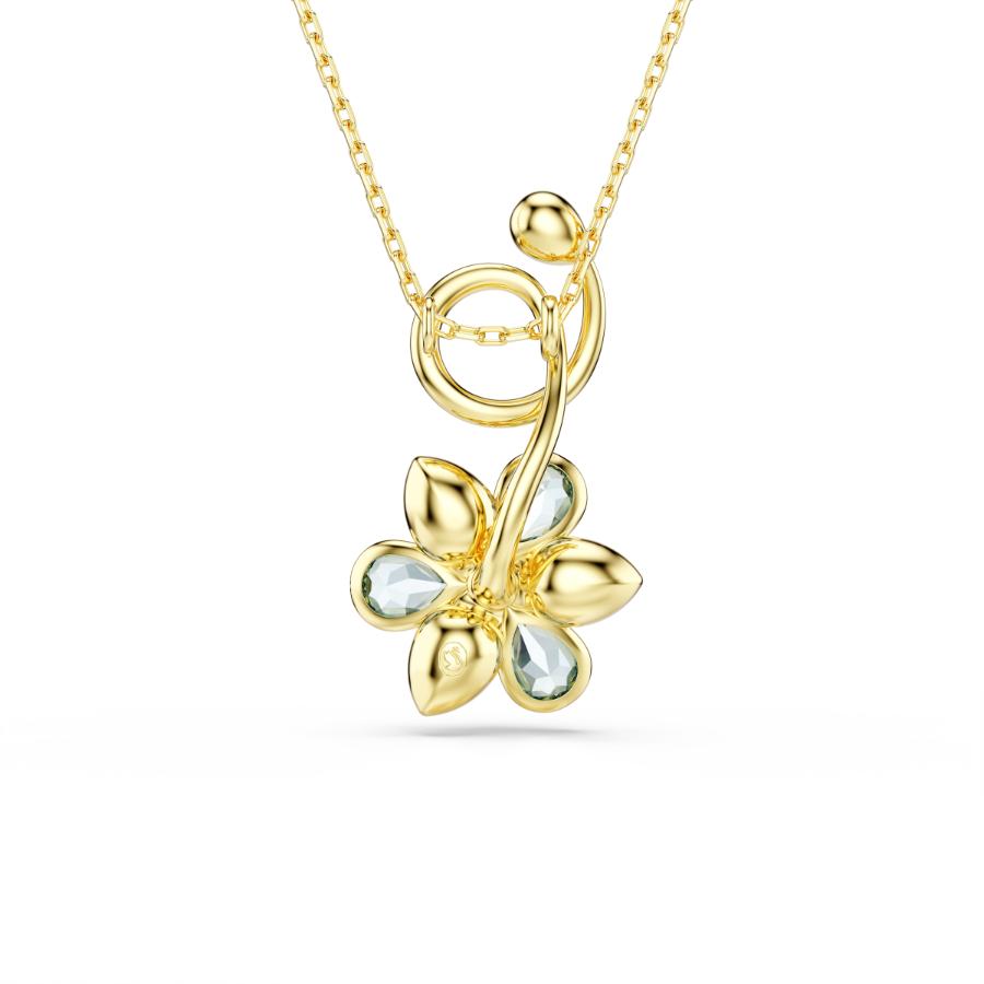 Swarovski Idyllia pendant with mixed-cut blue flower design, gold-tone plated jewelry piece featuring intricate crystal details.