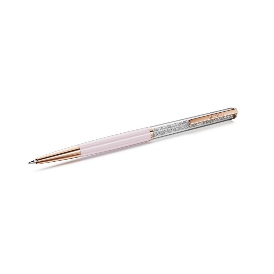 Swarovski Crystalline Silk pink ballpoint pen with pink lacquer finish and rose gold-tone accents.