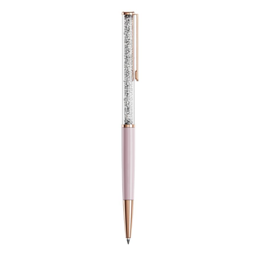 Swarovski Crystalline Silk pink lacquered ballpoint pen with rose gold-tone plated accents and sparkling crystal embellishments.