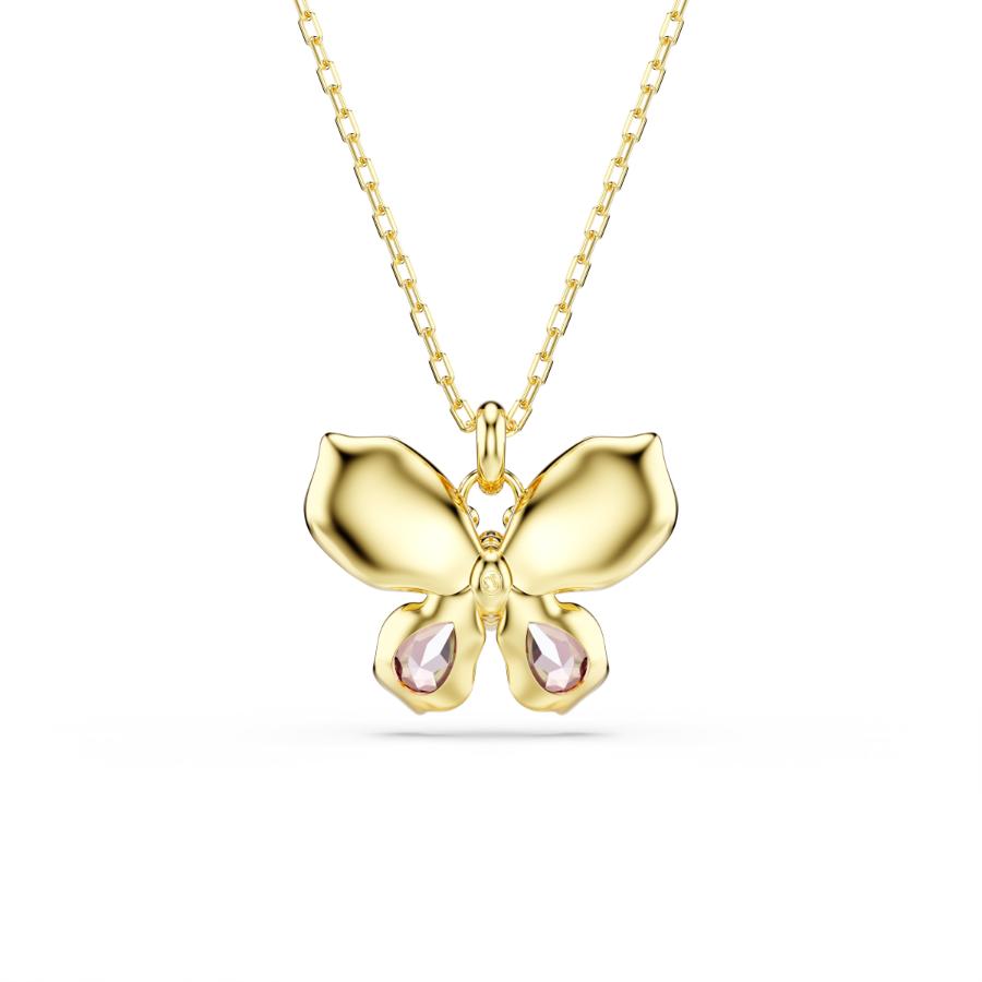 Swarovski Idyllia Pendant with mixed cuts, pavé detailing, butterfly shape, multicolored stones, and mixed metal finish.