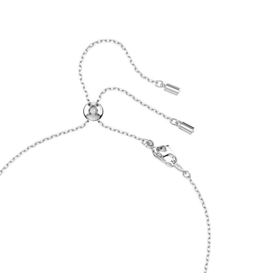 Swarovski Constella Y Necklace with crystal pearls and round cuts, white design, rhodium plated, elegant jewelry piece