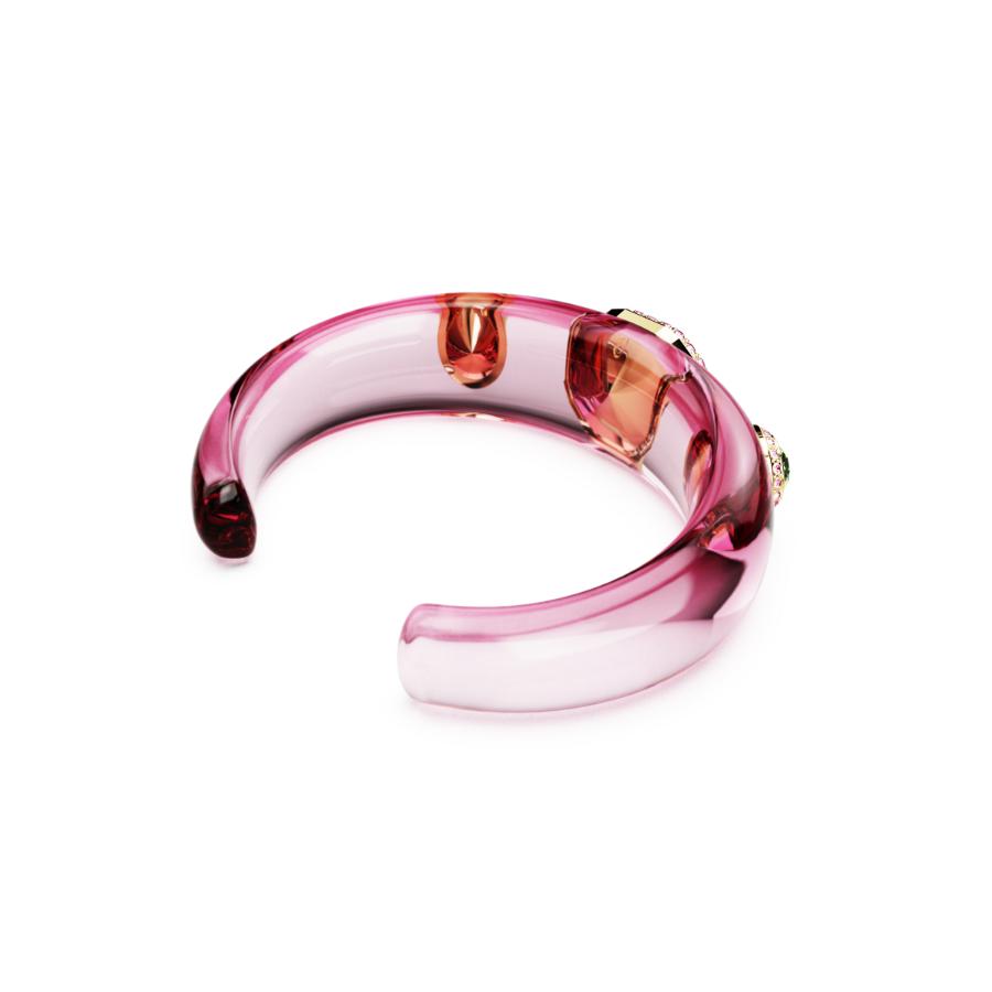 Swarovski Dulcis cuff bracelet with mixed multicolored crystals and gold-tone plating, stylish and elegant jewelry accessory.
