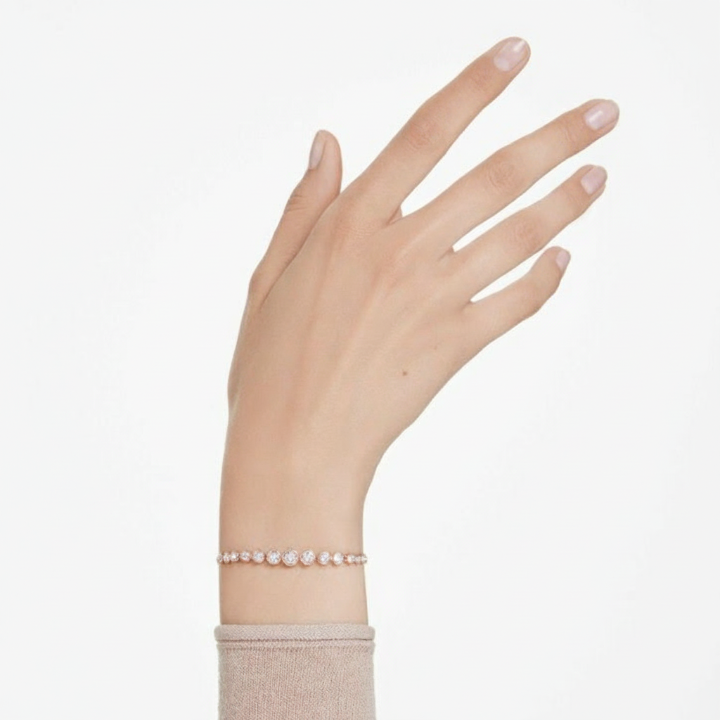 Swarovski Imber tennis bracelet featuring sparkling crystal stones set in a sleek silver-tone design.