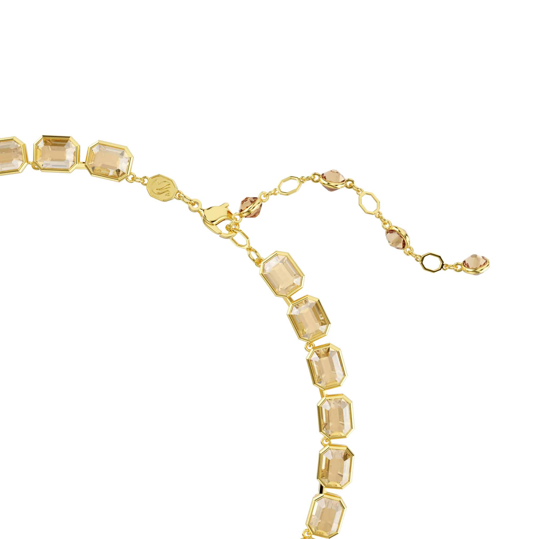 Swarovski Millenia Tennis Necklace with yellow gold-tone plating and octagon-cut crystals, elegant jewelry for special occasions