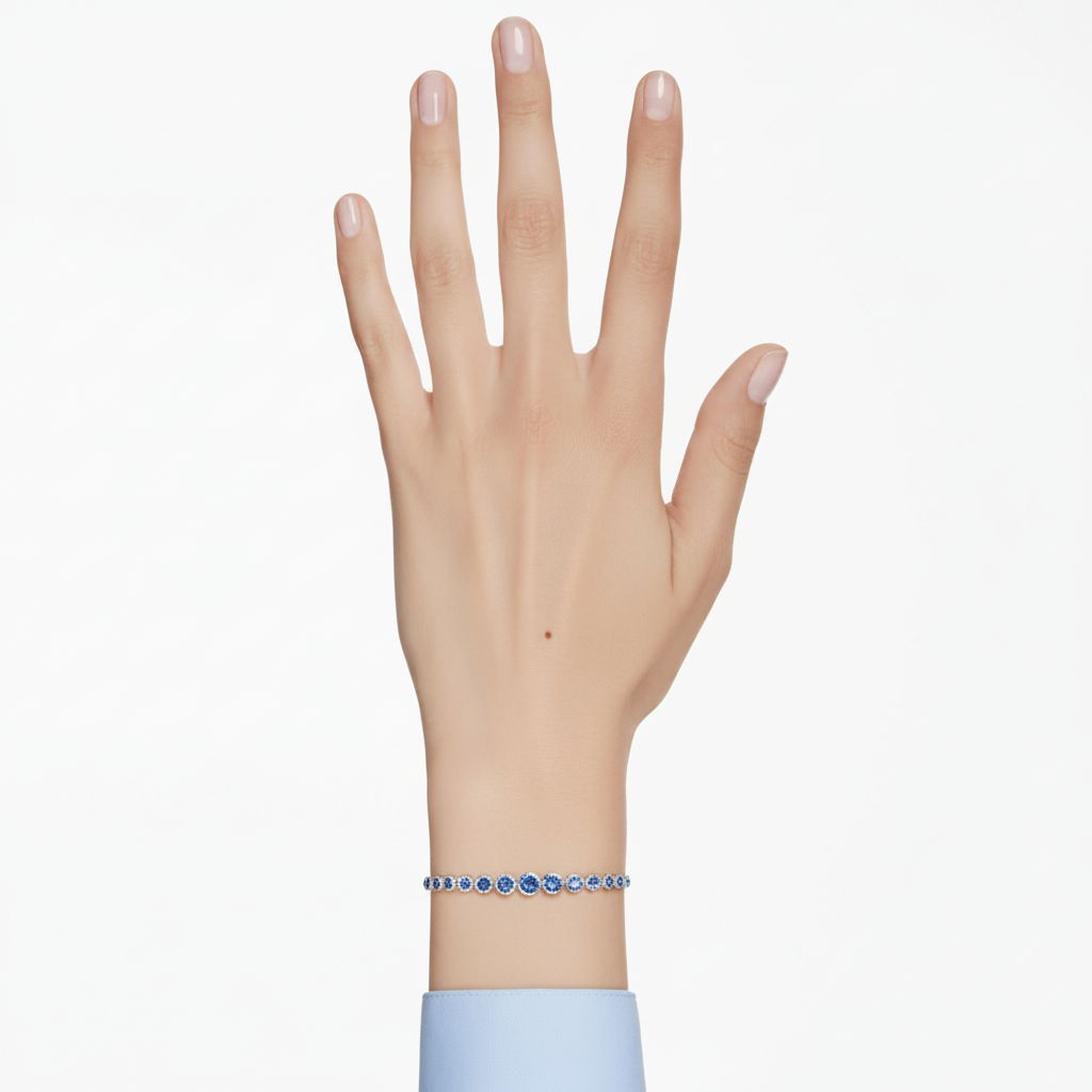 Swarovski Imber tennis bracelet with sparkling clear crystals and silver-tone chain, elegant jewelry accessory.