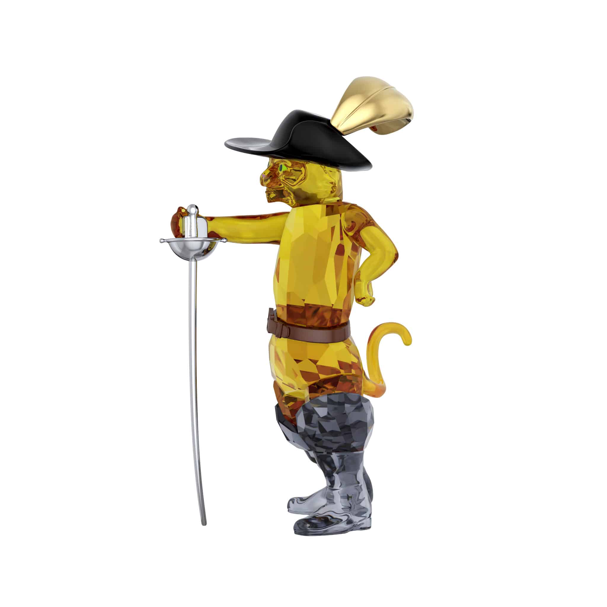 Swarovski Shrek Puss in Boots figurine with sparkling crystal detail, featuring Puss in Boots from the Shrek movie series.