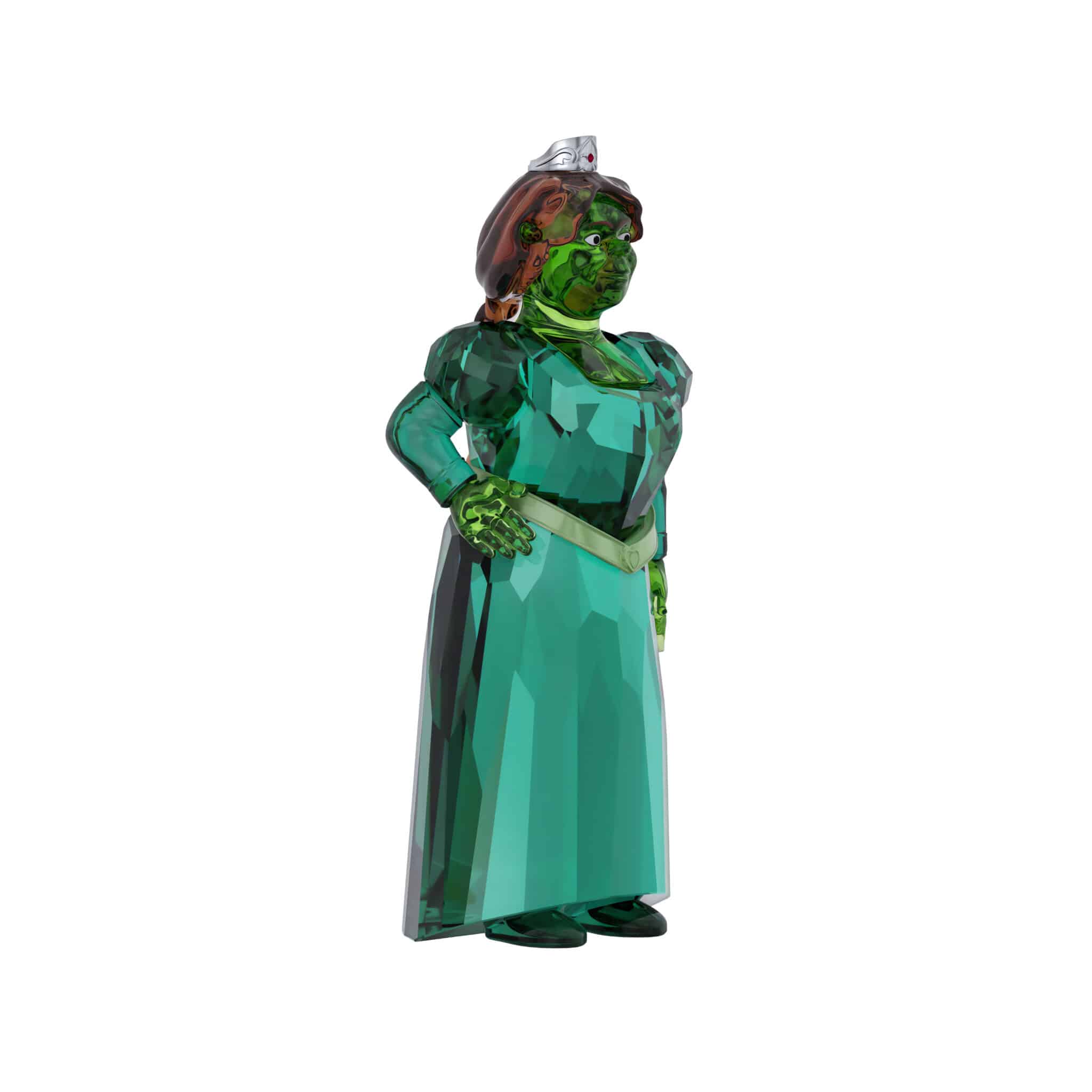 Swarovski Shrek Fiona figurine with crystal detailing, showcasing Fiona in her signature green dress and detailed features.