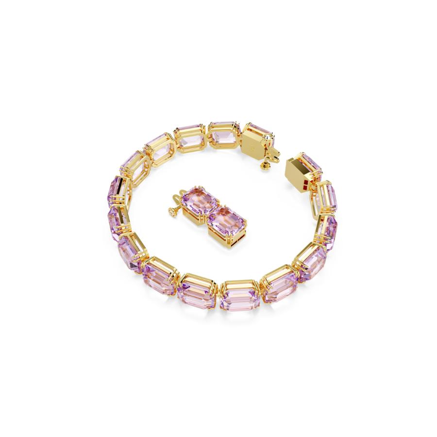 Swarovski Millenia Tennis Bracelet featuring sparkling crystal stones and a silver-tone clasp on a delicate chain.
