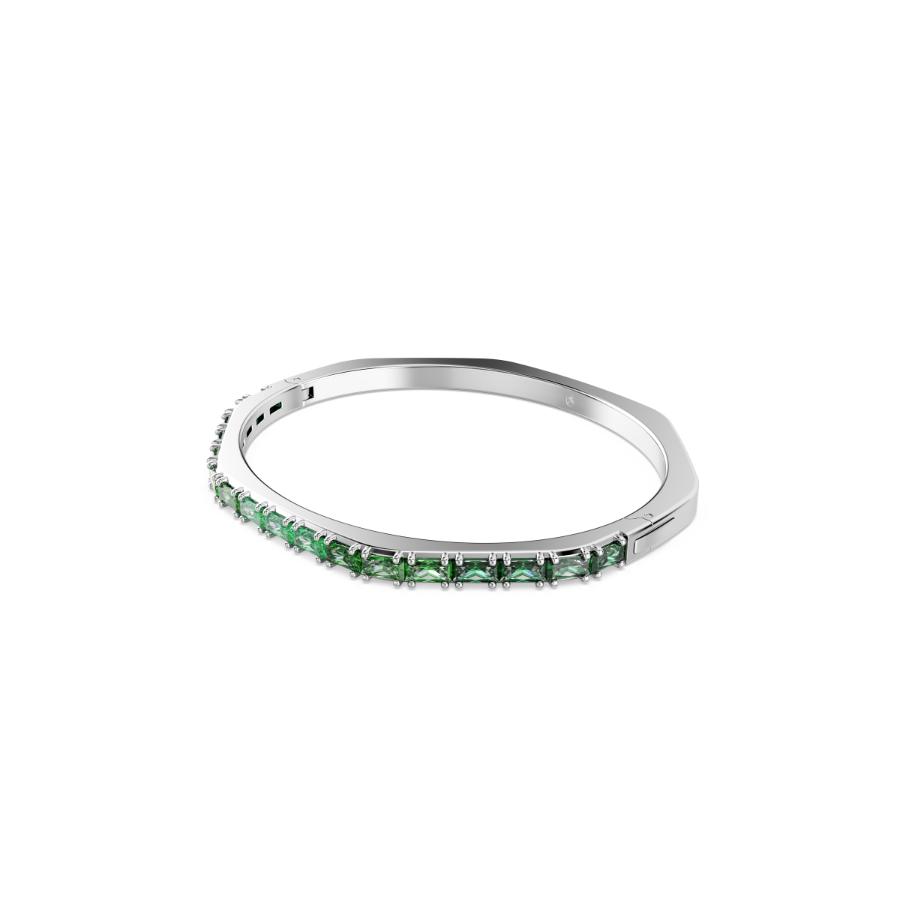 Swarovski Matrix Bangle featuring sparkling crystal accents and a sleek silver-tone design, perfect for elegant wristwear.
