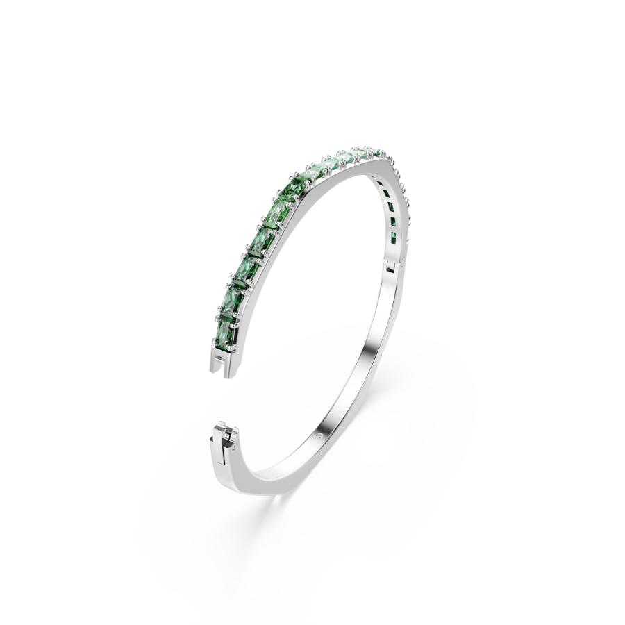 Swarovski Matrix Bangle featuring sparkling crystal accents and sleek silver-tone design on a plain background
