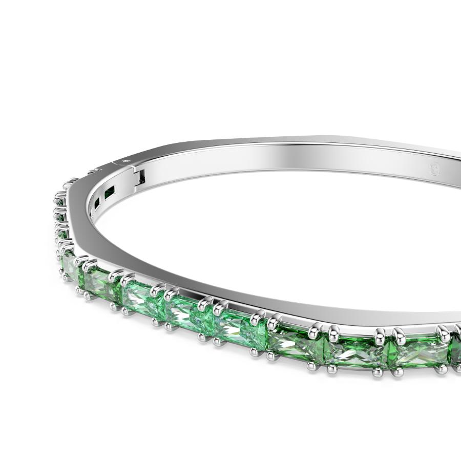 Swarovski Matrix Bangle featuring sparkling crystal accents and a sleek silver-tone design on a white background.
