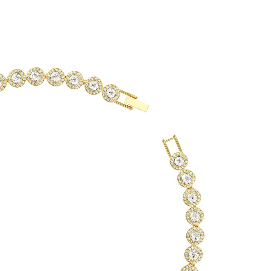 Swarovski Una Angelic Tennis Necklace with round cut white crystals, gold-tone plated, elegant jewelry for women