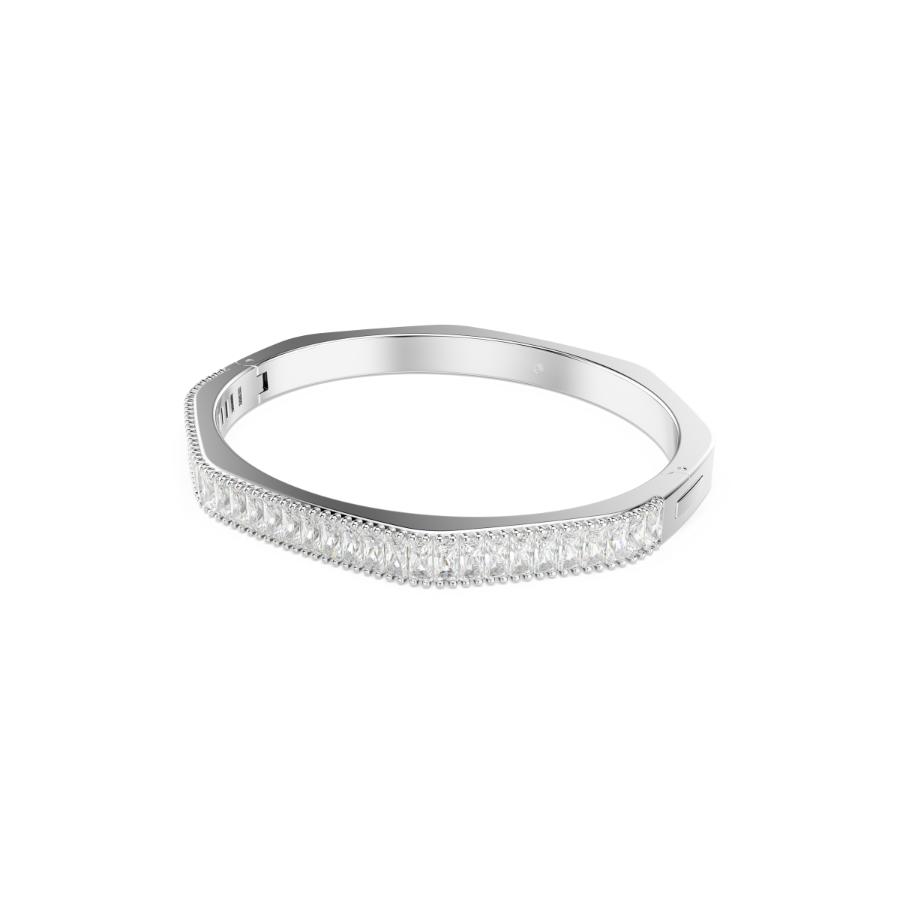 Swarovski Matrix Bangle featuring sparkling crystal accents and a sleek silver-tone design on a white background.