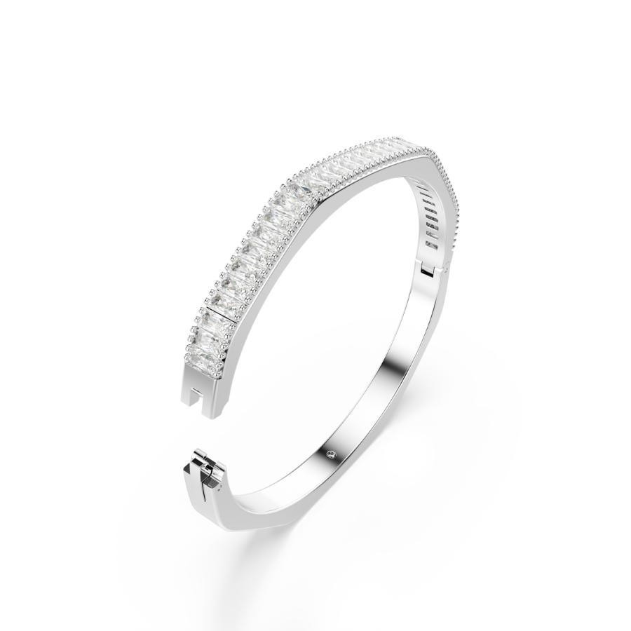 Swarovski Matrix Bangle featuring sparkling crystal accents and sleek silver design, stylish jewelry accessory.