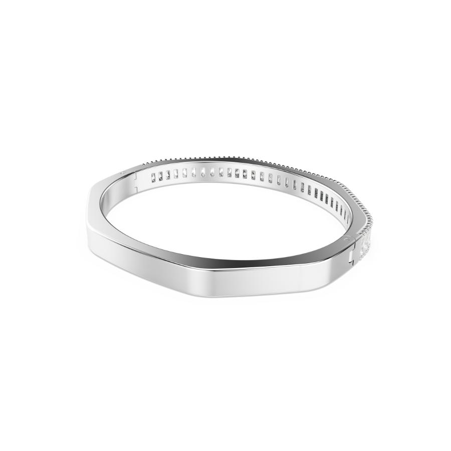 Swarovski Matrix Bangle with sparkling crystal accents and sleek silver-tone design, showcased on a white background.