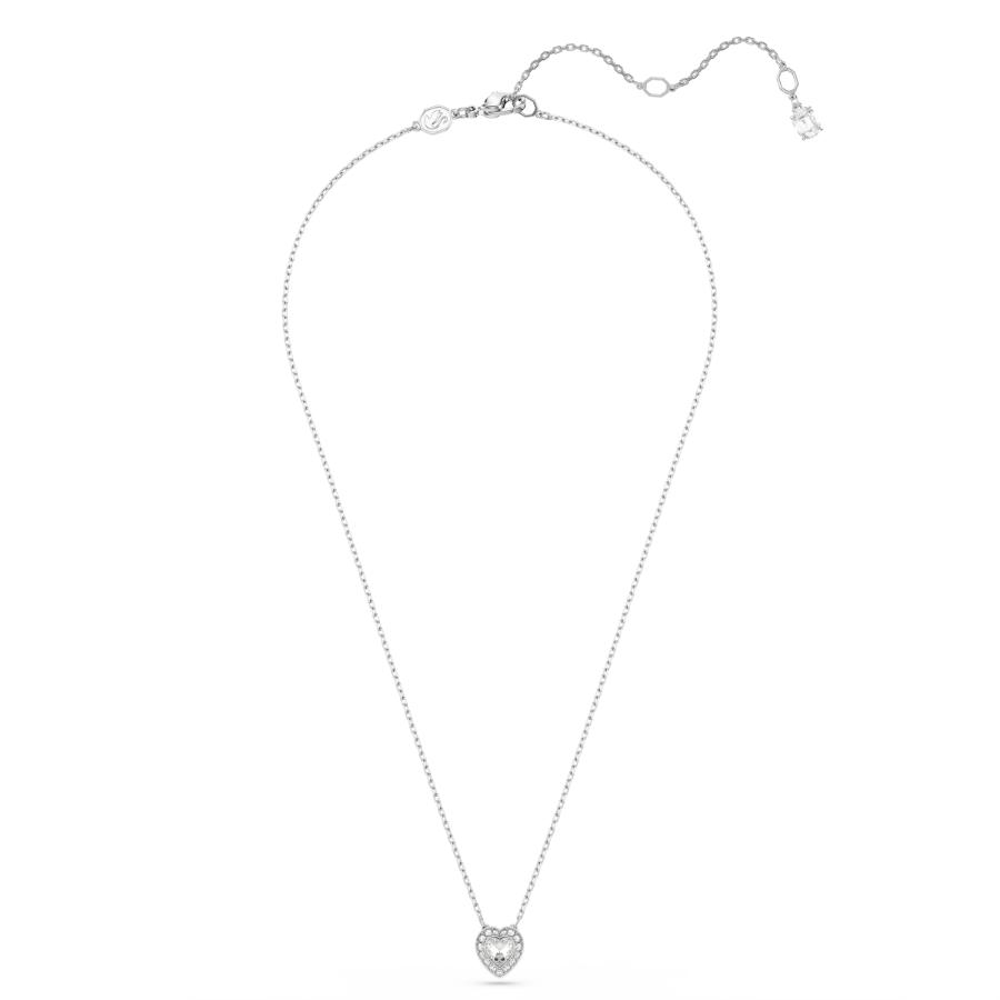 Swarovski Ariana Grande x pendant with mixed cut heart-shaped white crystal, rhodium-plated jewelry piece.