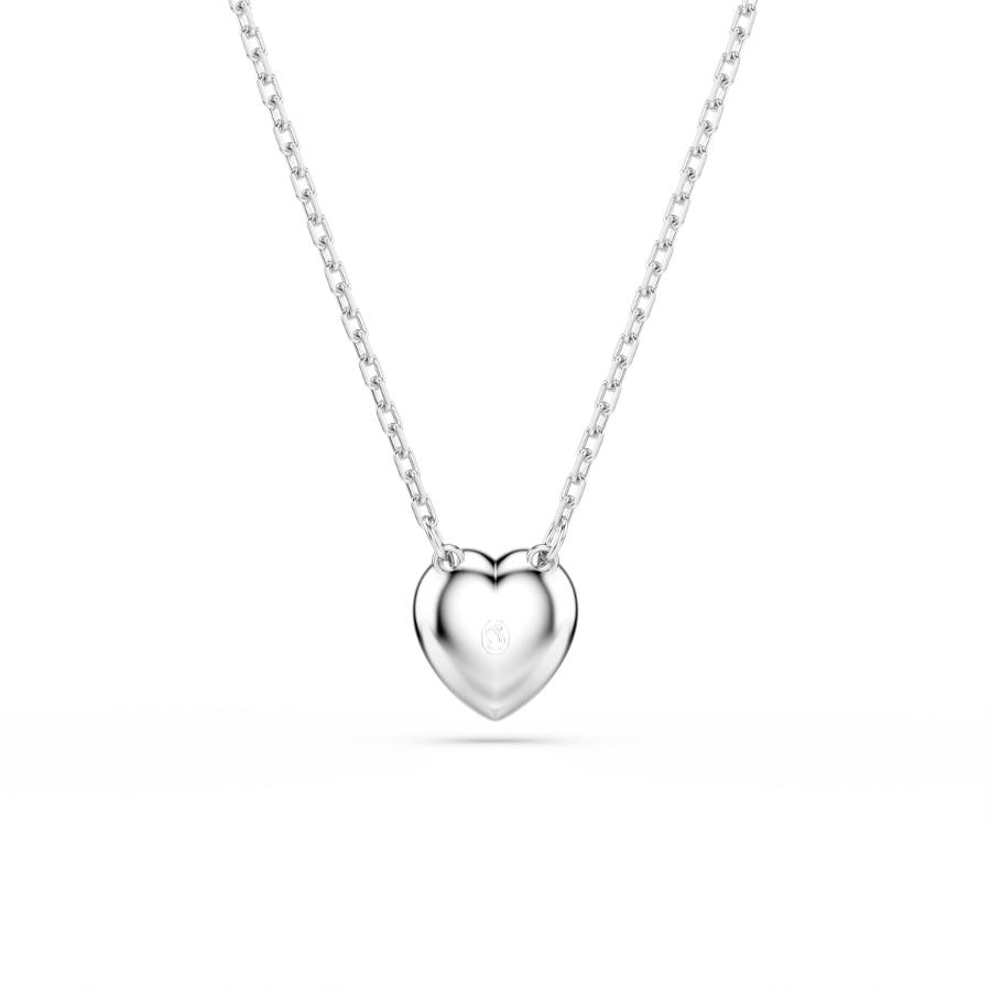 Swarovski Ariana Grande pendant with heart-shaped white crystal, mixed cuts, rhodium-plated jewelry piece.