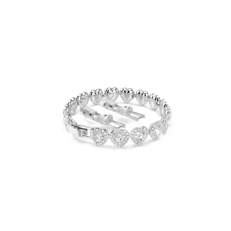 Swarovski Ariana Grande x Swarovski tennis bracelet with sparkling crystals and silver-tone chain, elegant jewelry accessory.