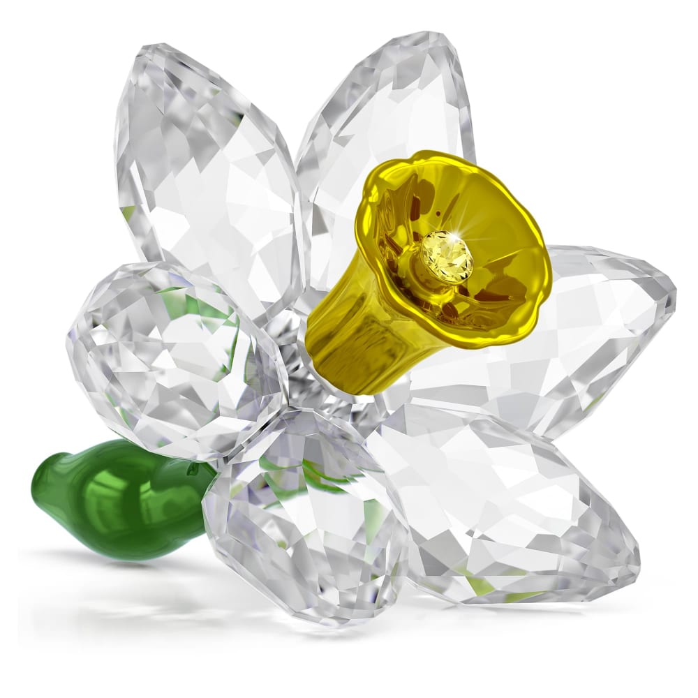 Swarovski Florere Daffodil crystal flower pendant with yellow and clear Swarovski crystals on a silver-tone setting