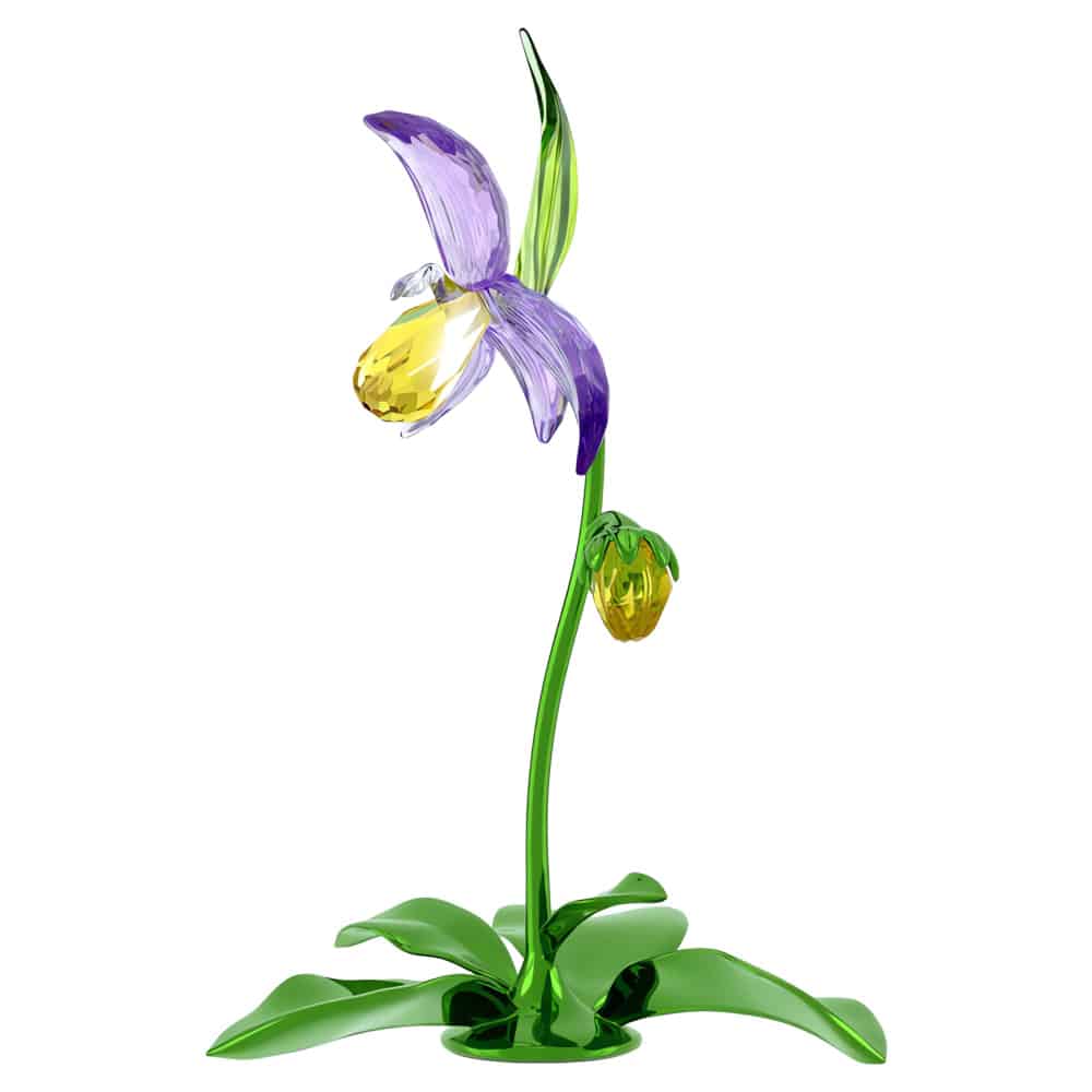Swarovski Florere Lady Slipper Orchid jewelry piece with intricate crystal flower design and delicate craftsmanship.