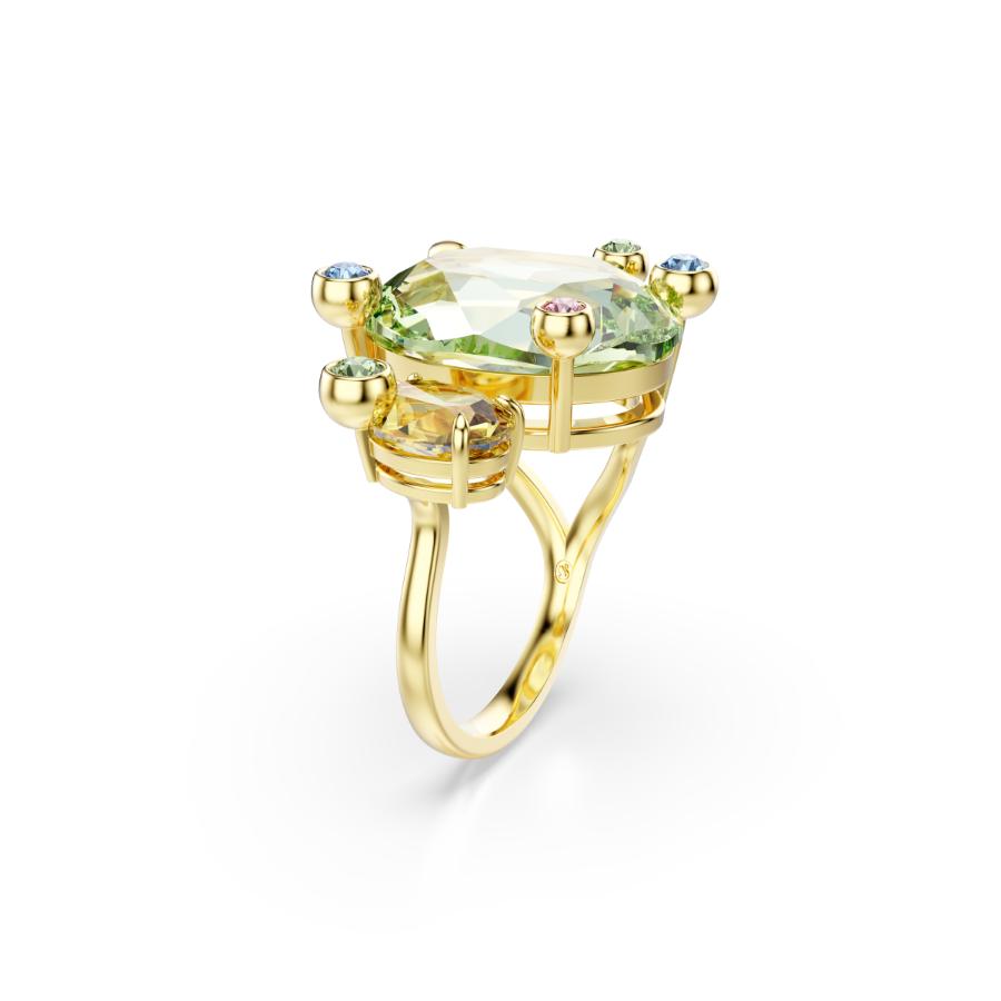Swarovski Gema open ring with mixed multicolored stones and gold-tone plating, showcasing a stylish and vibrant jewelry design.