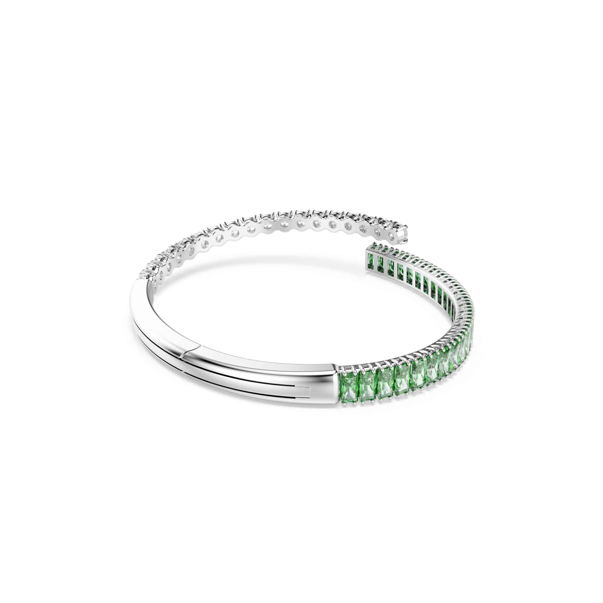 Swarovski Matrix Bangle featuring sparkling crystal accents and a sleek silver-tone design, stylish jewelry accessory.