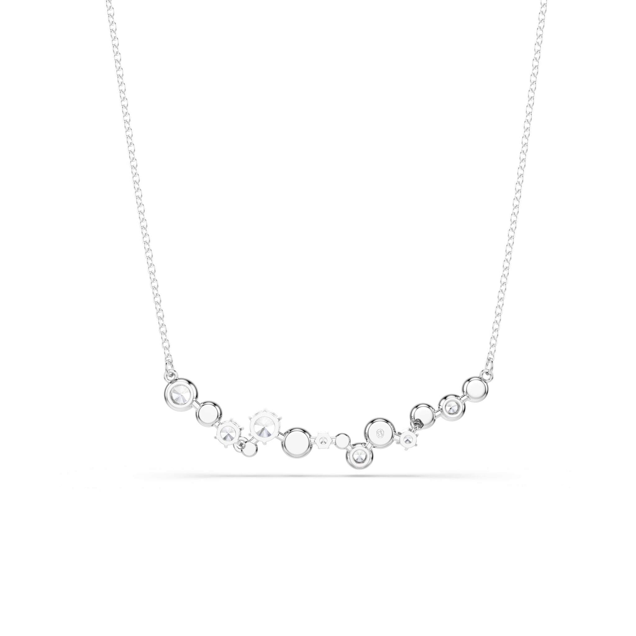 Swarovski Constella necklace with mixed cut white crystals, rhodium-plated chain and sparkling gemstone details.