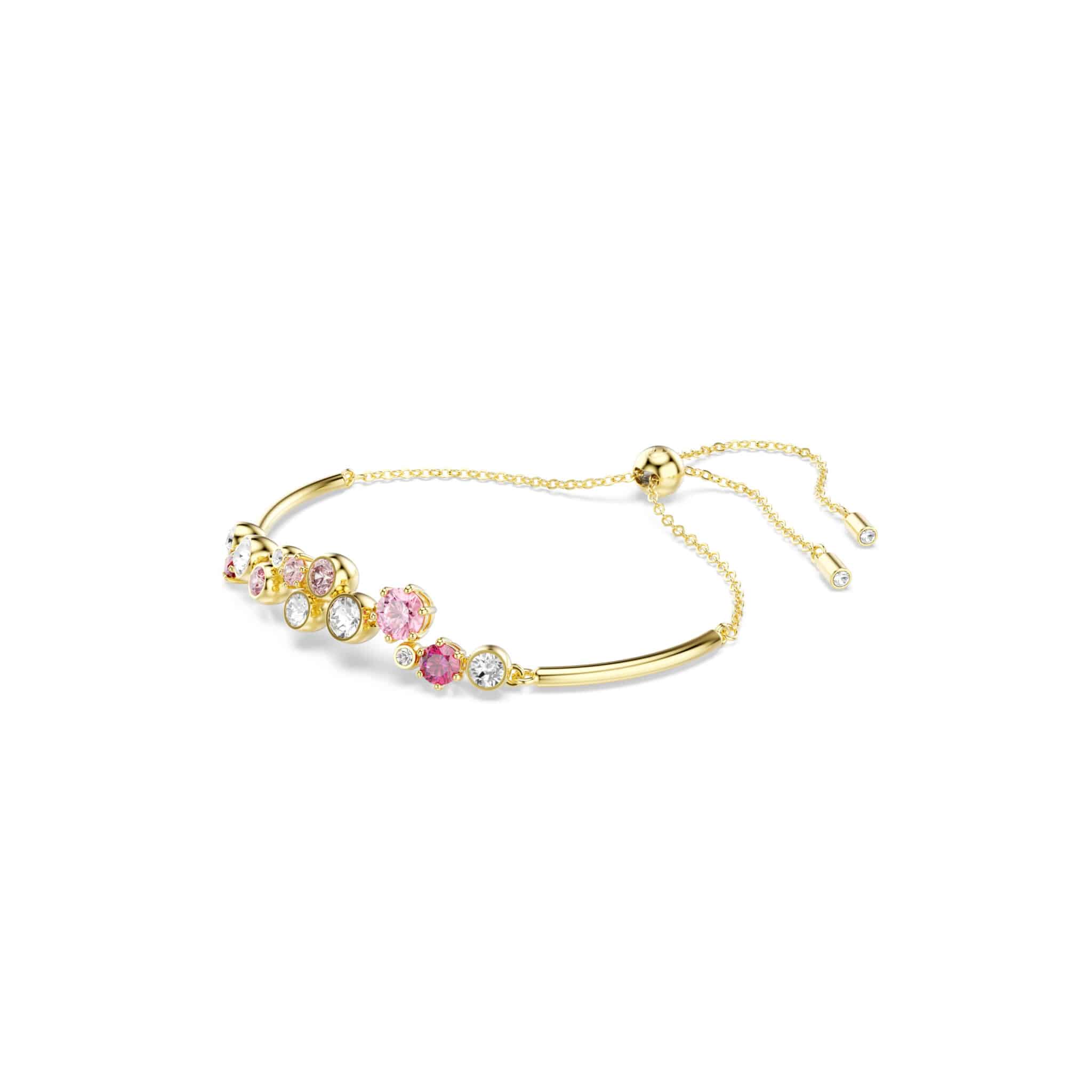 Swarovski Constella bracelet featuring sparkling crystal beads and elegant silver-tone clasp on a white background.