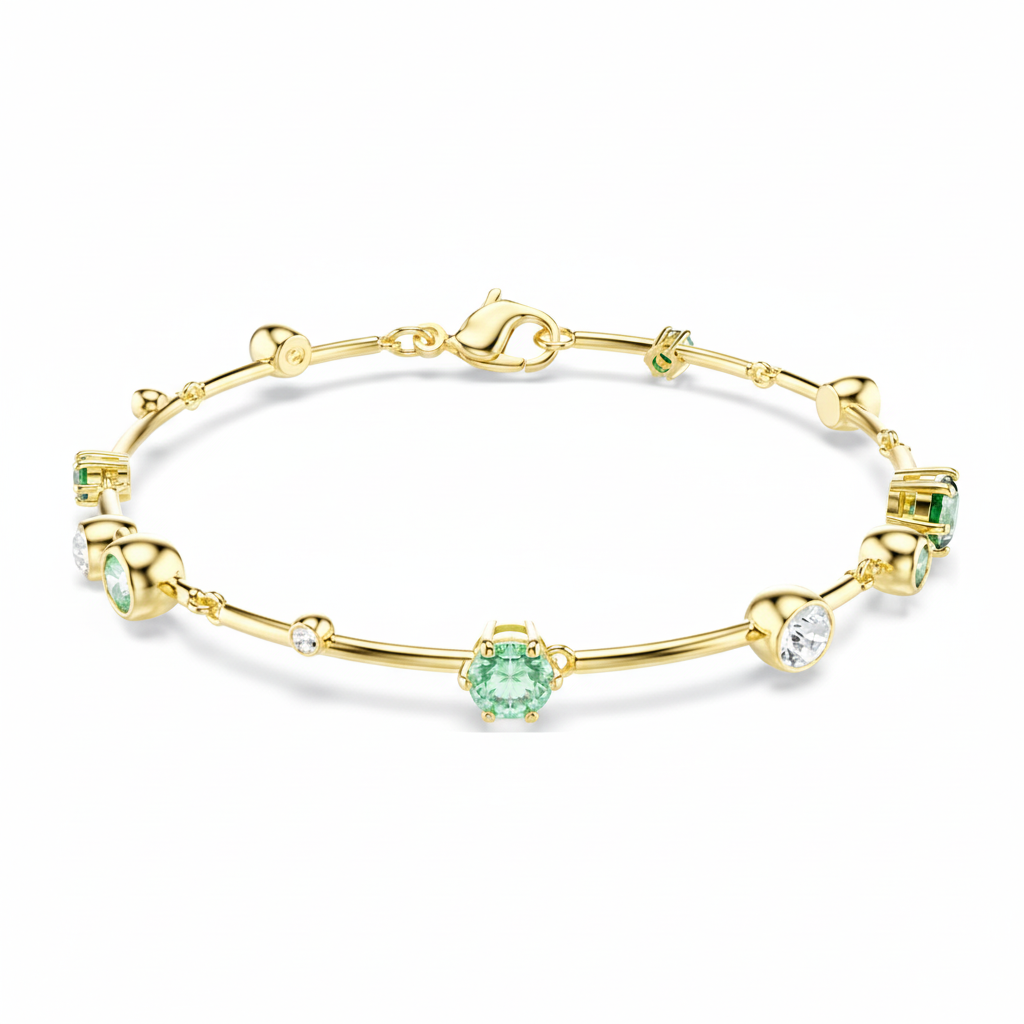 Swarovski Constella bracelet with sparkling crystal beads and silver-tone clasp, elegant jewelry accessory on a white background