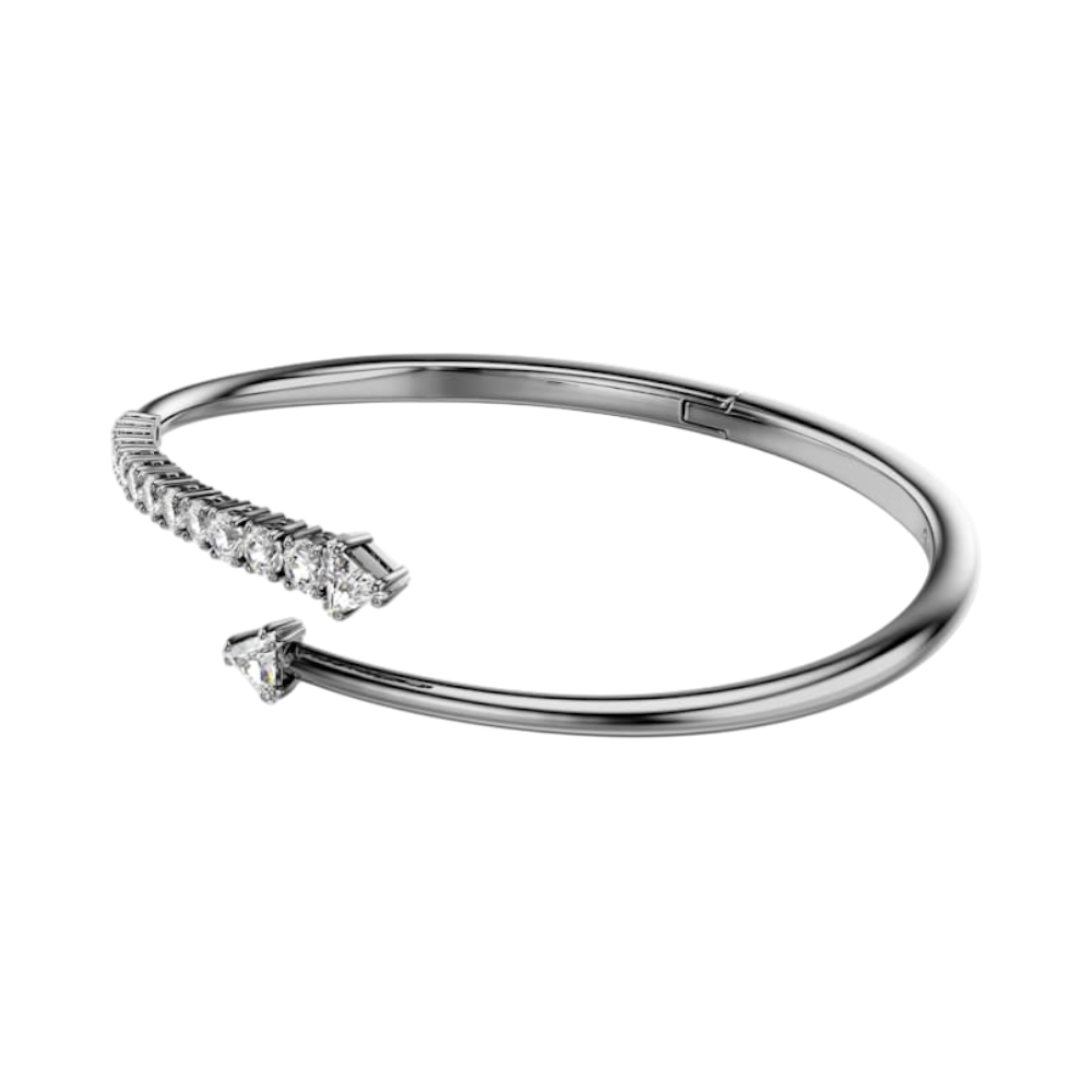 Swarovski Sublima Bangle in white with ruthenium plating, showcasing a sleek, modern jewelry design with sparkling crystal accents.