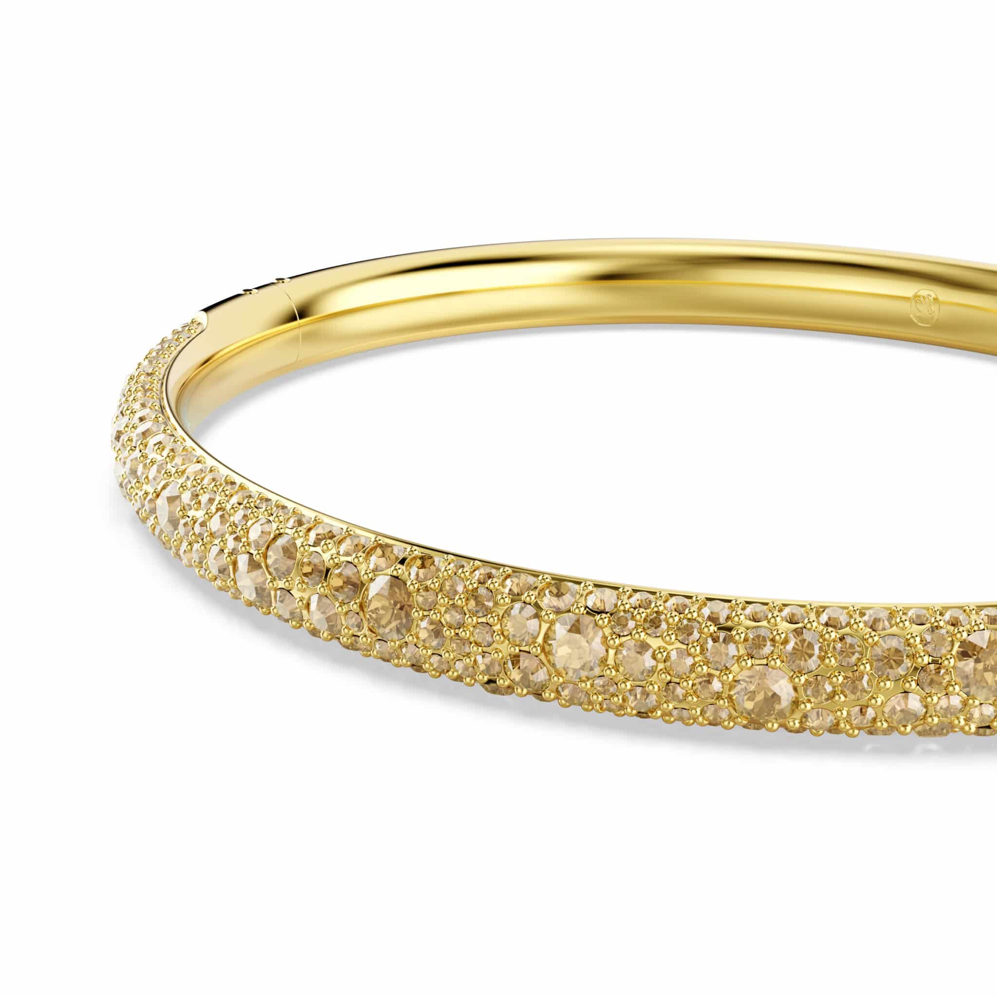 Swarovski Sublima Bangle featuring sleek silver-tone design with sparkling Swarovski crystals on a smooth, elegant bracelet.